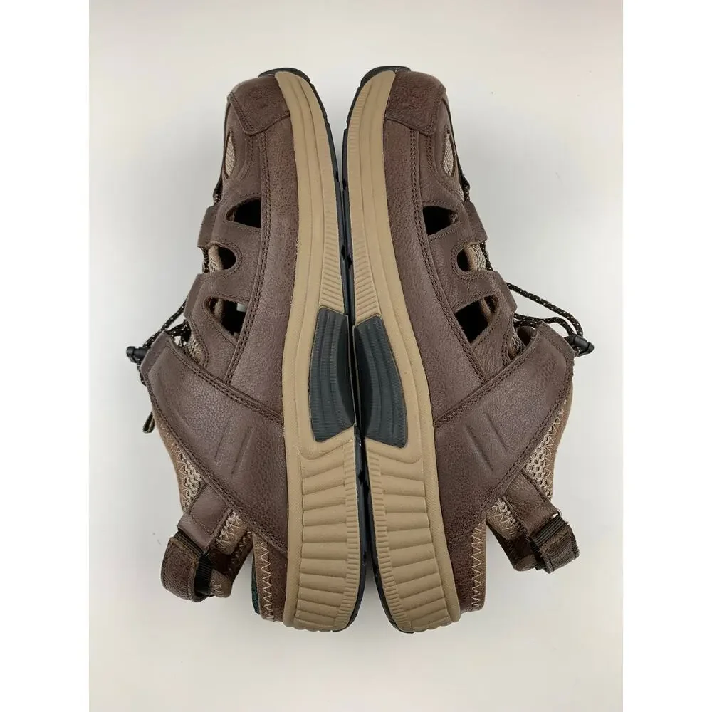 Orthofeet Sandals Fisherman Closed Toe Brown Leather Comfort 593 Mens 12 4E Wide